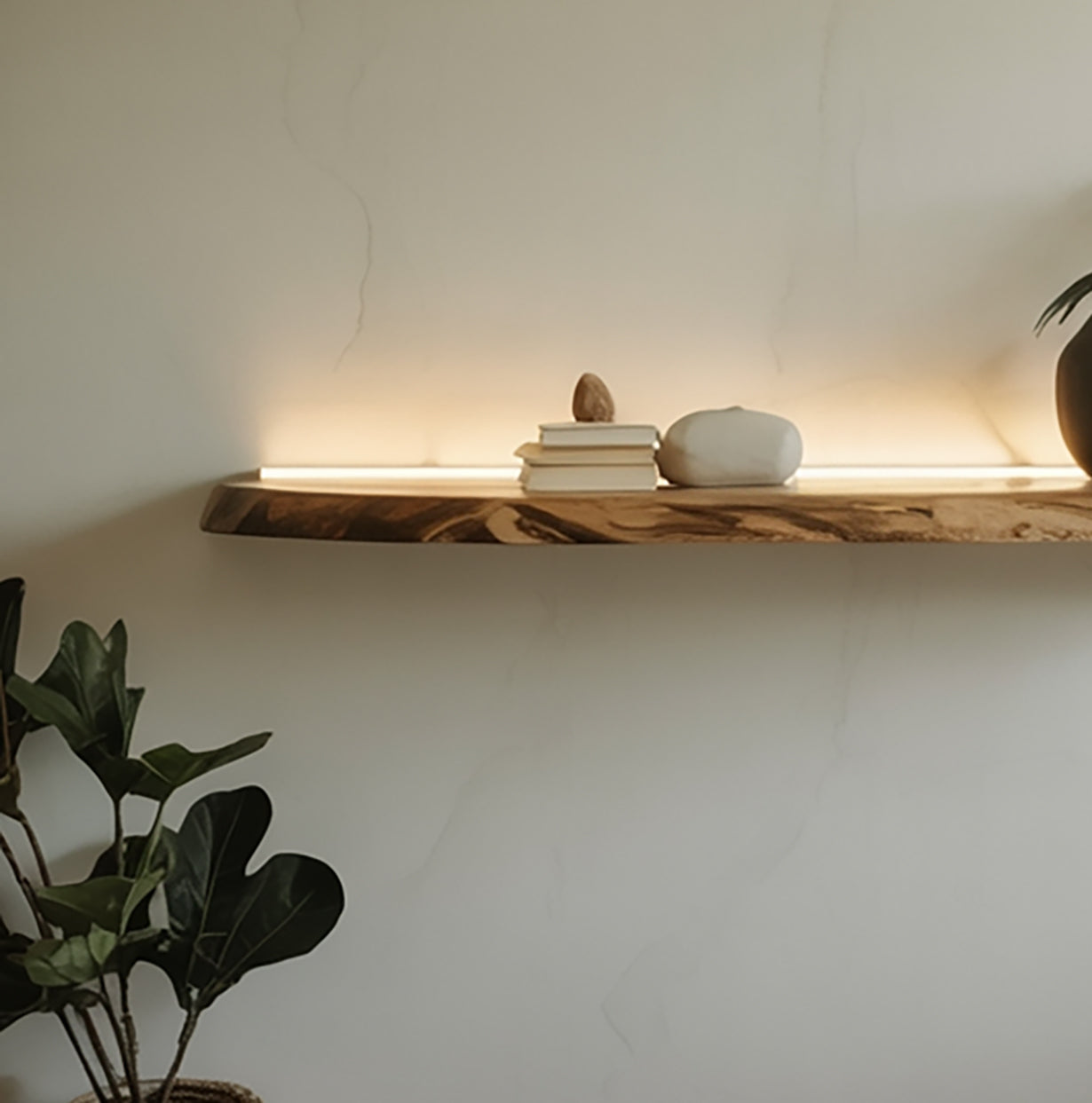 Handcrafted Solid Wood Floating Shelf – Rustic Live Edge Decor