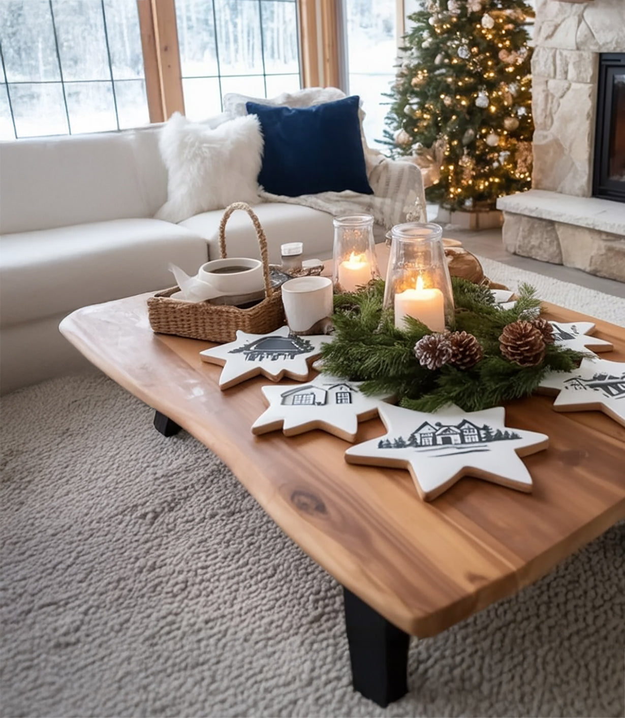 Handcrafted Rustic Solid Wood Coffee Table – Minimalist Living Room Table
