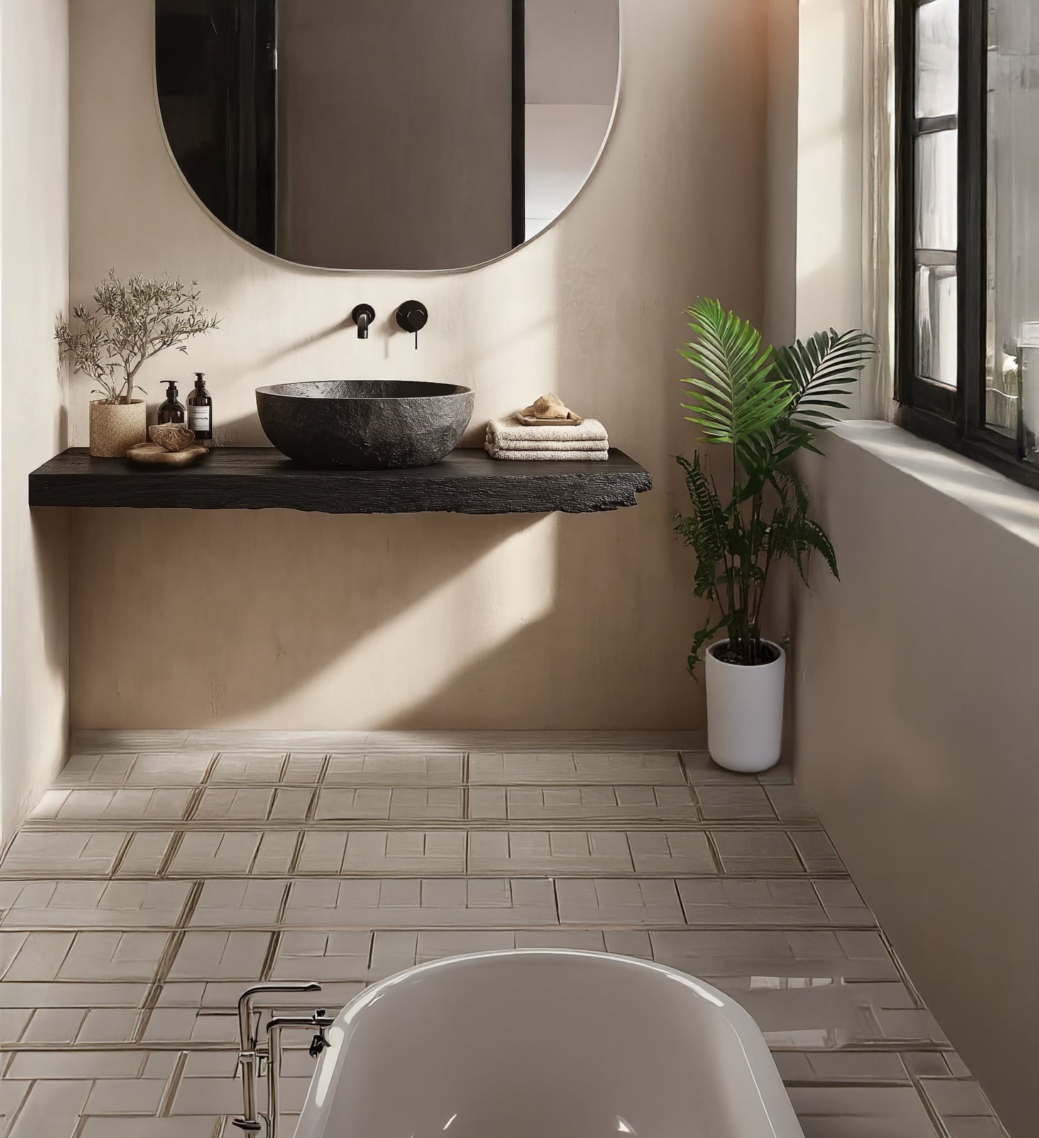 Rustic Corner Vanity Shelf – Handmade Live Edge Bathroom Shelf with Wall Mounted Brackets