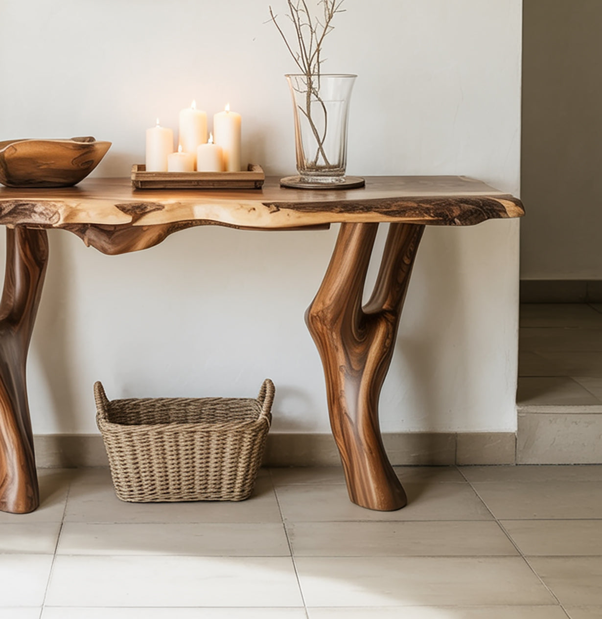 Entrway Root Console Table – Handcrafted Solid Wood Masterpiece