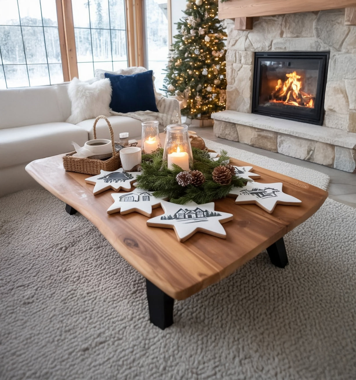 Handcrafted Rustic Solid Wood Coffee Table – Minimalist Living Room Table