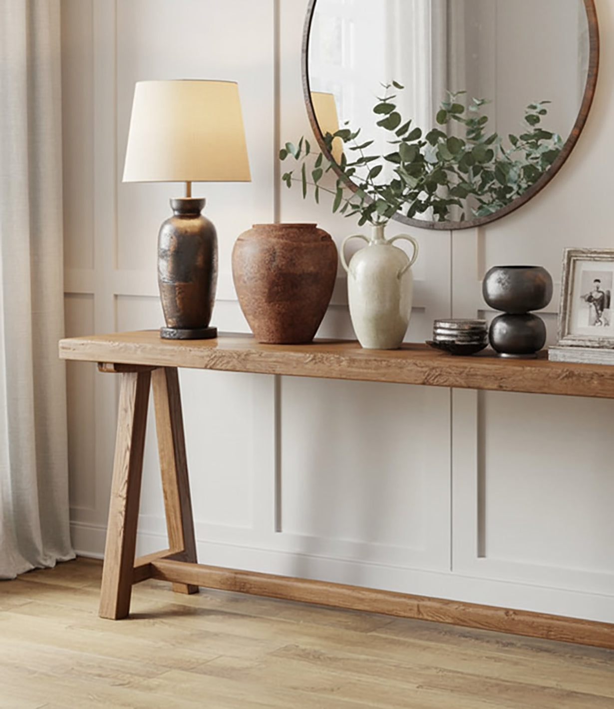 Rustic Reclaimed Wood Console Table – Live Edge Entryway Table