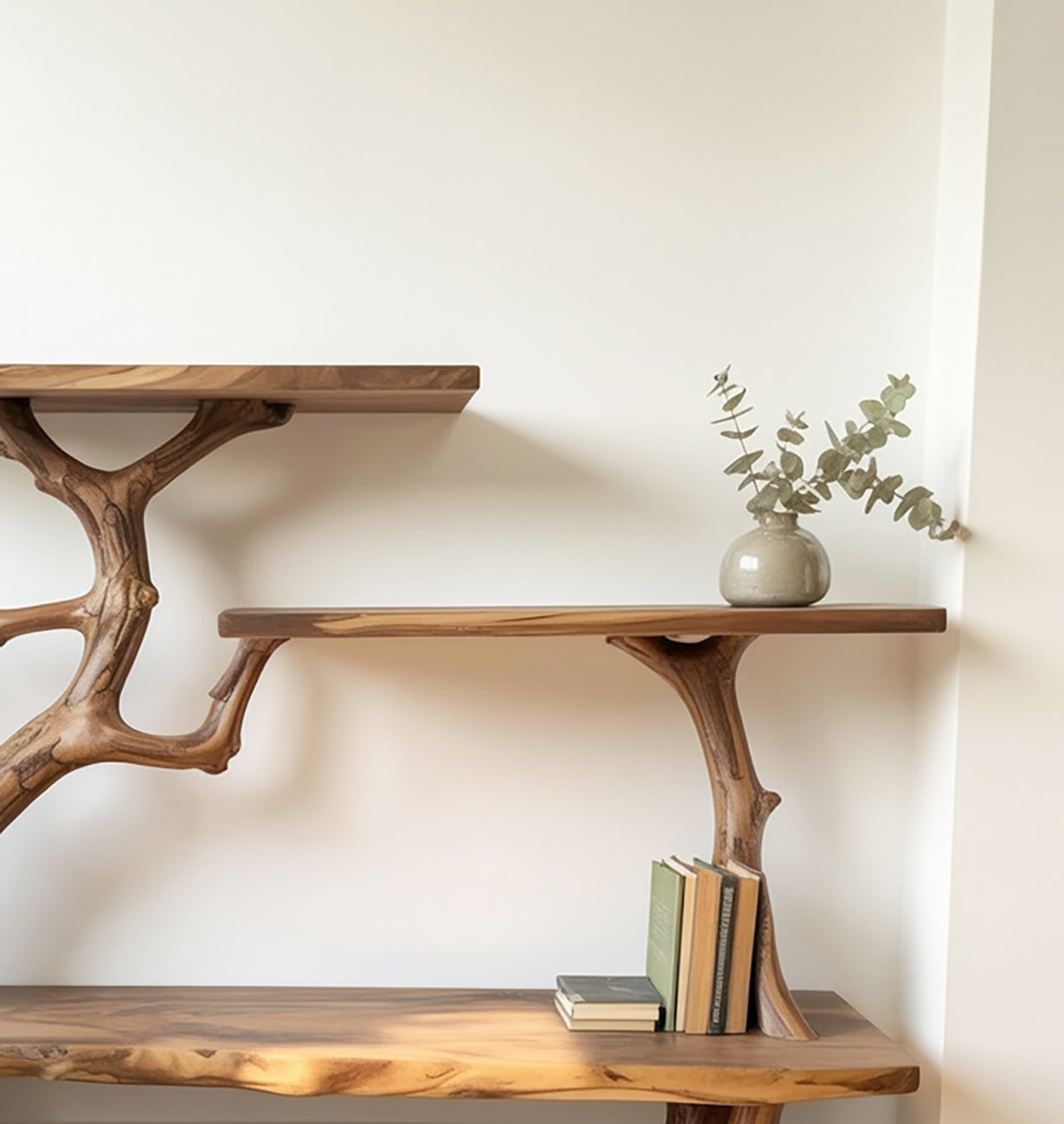 Narrow Rustic Console Table with Shelves – Live Edge Reclaimed Wood Entryway Table