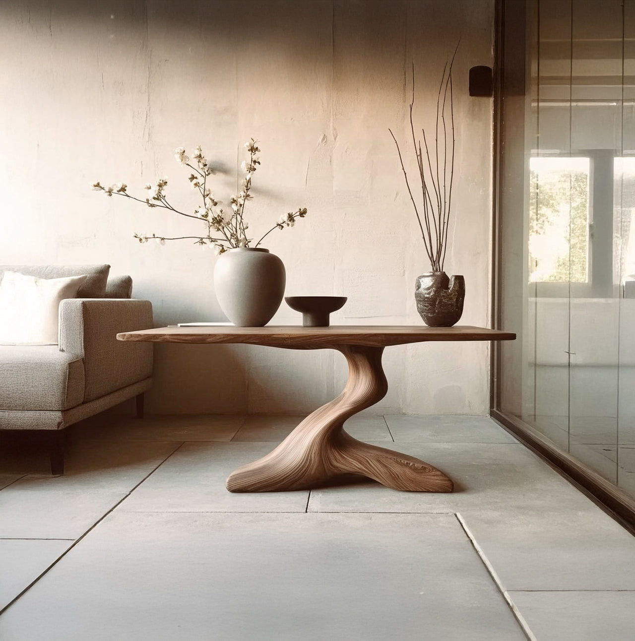 Live Edge Solid Wood Console Table – Handmade Sculptural Entryway & Living Room Table