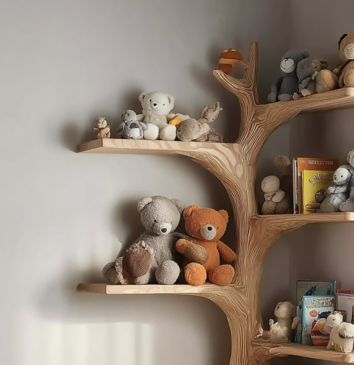 Handcrafted Montessori Tree Bookshelf – Solid Wood Wall Shelf