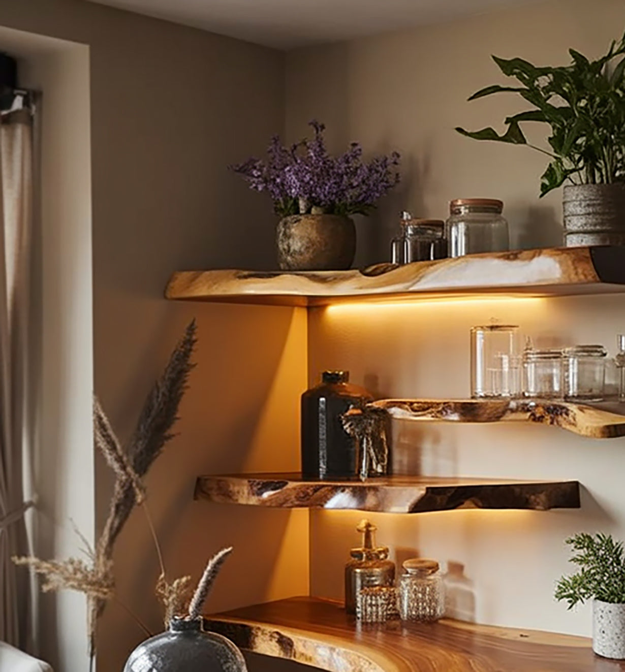 Live Edge Floating Shelves Walnut Shelves Live Edge Shelf Decor