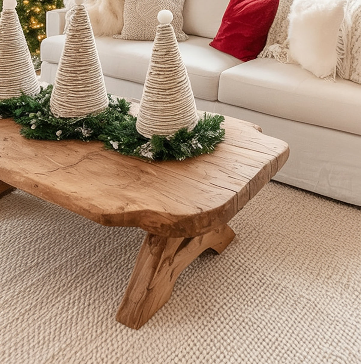 Handcrafted Rustic Solid Wood Coffee Table – With Shelf Storage