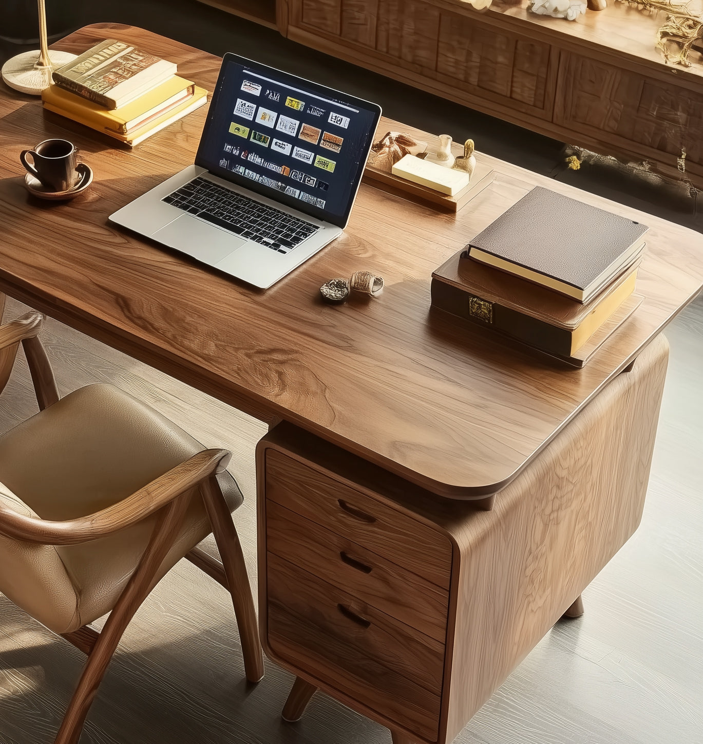 Modern Minimalist Computer Desk with Gap Design – Solid Wood Writing & Study Desk, Dressing Table