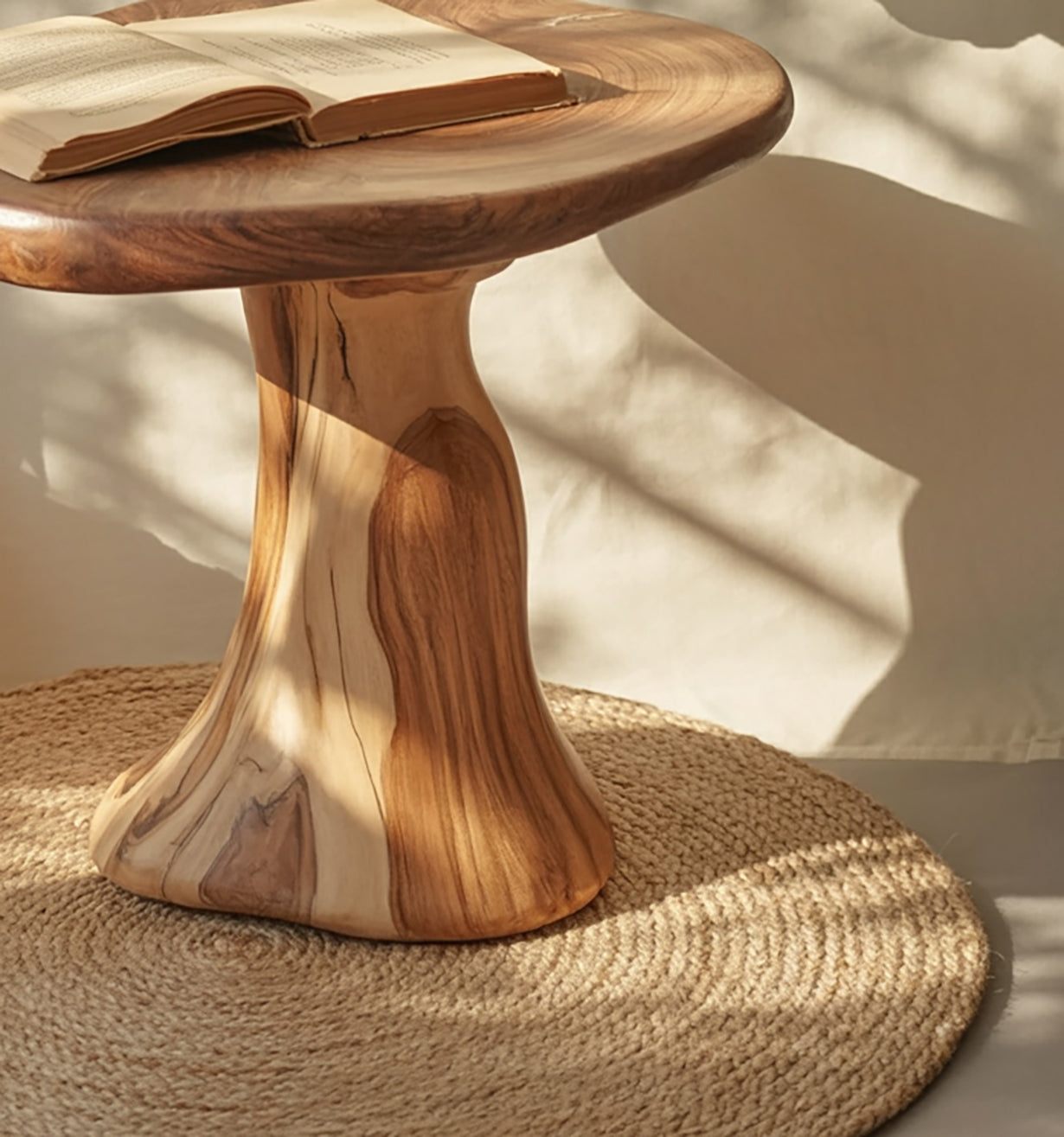 Farmhouse Wood Mushroom End Table For Livingroom