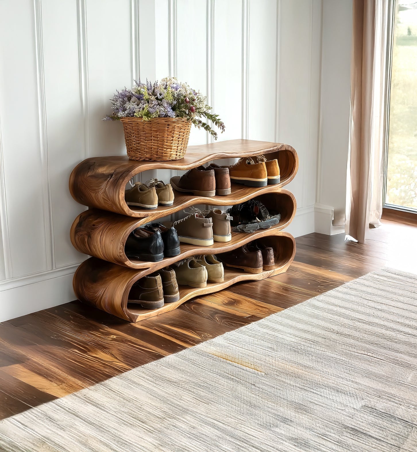 Rustic Hallway Bench for Shoes & Bags – Space Saving Furniture