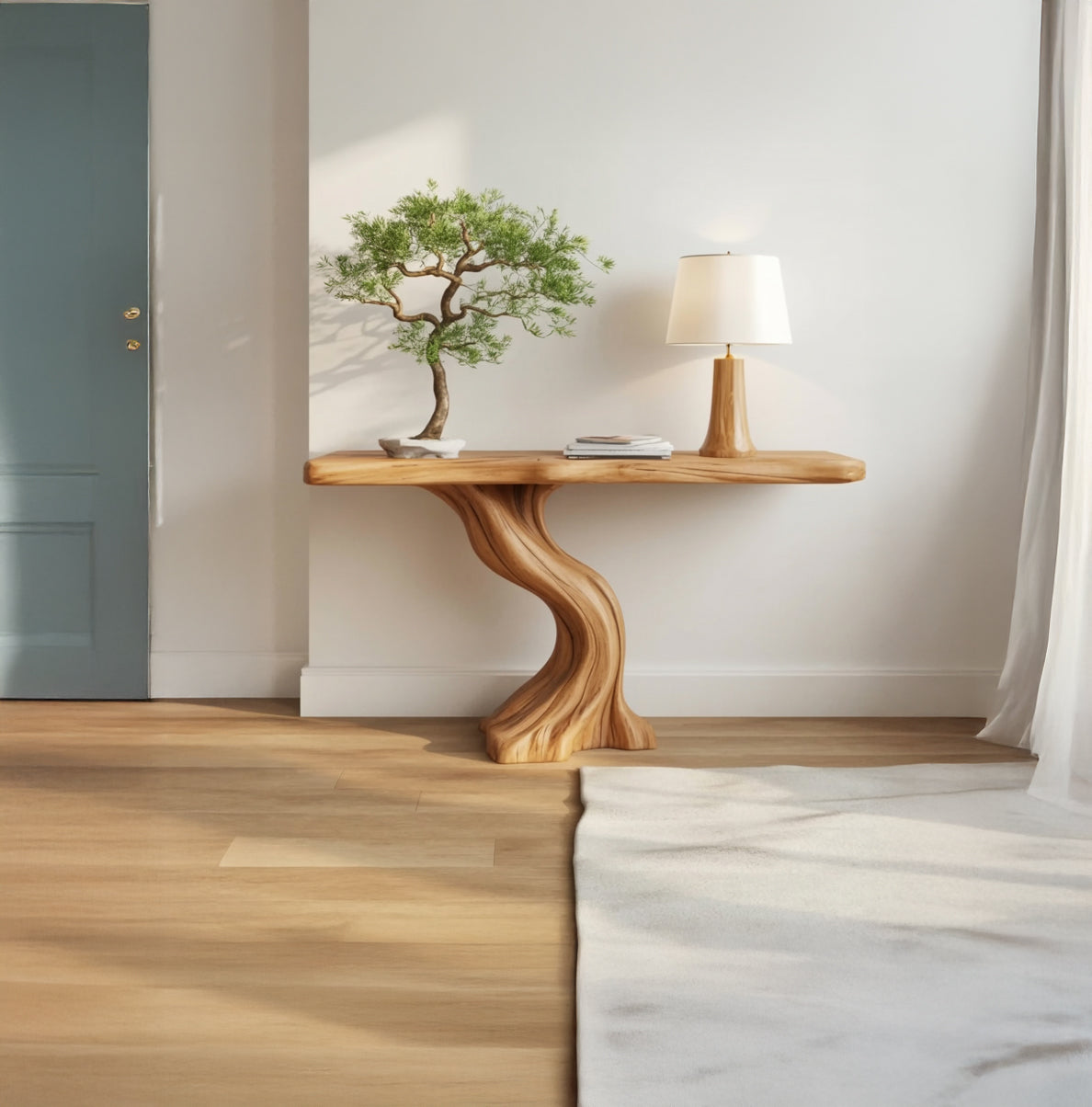 Unique Solid Wood Console Table – Artisanal Live Edge Entry Way Furniture for Narrow Hallways