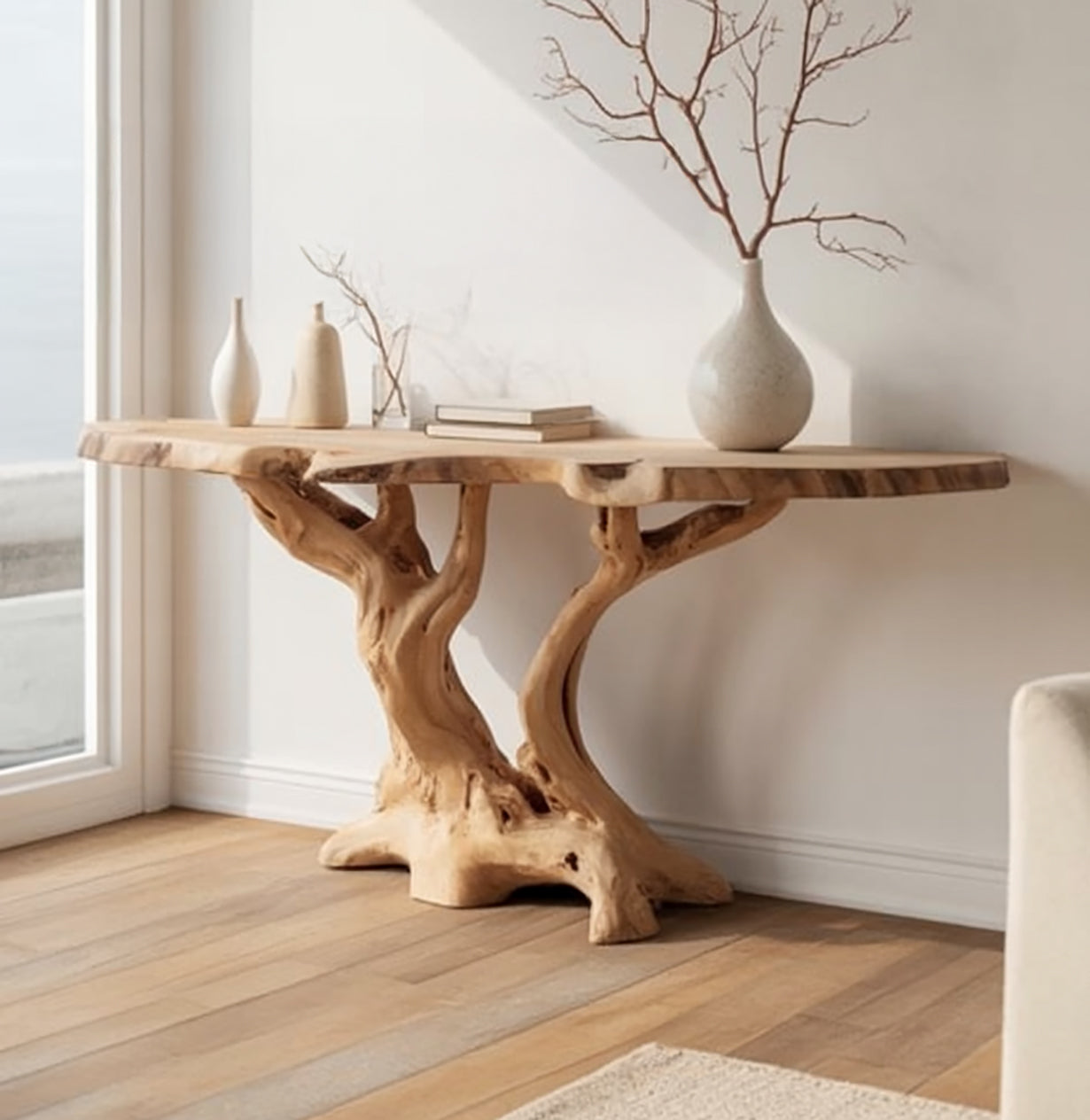 Handcrafted Live Edge Console Table For Rustic Home Decor