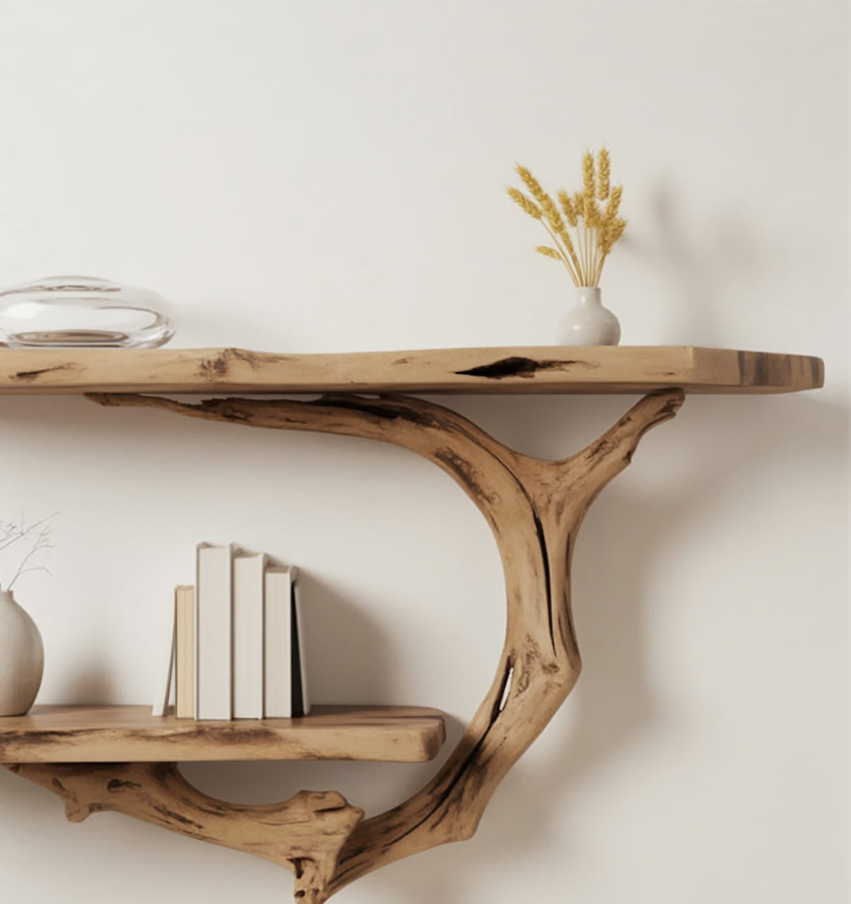 Driftwood Shelf – Handcrafted Solid Wood Wall Art & Bookshelf
