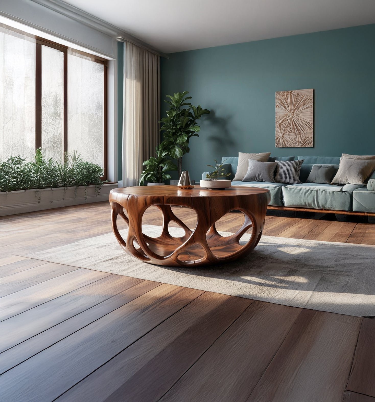 Live Edge Coffee Table – Solid Wood Rustic Farmhouse Round Table, Handmade Decor Gift