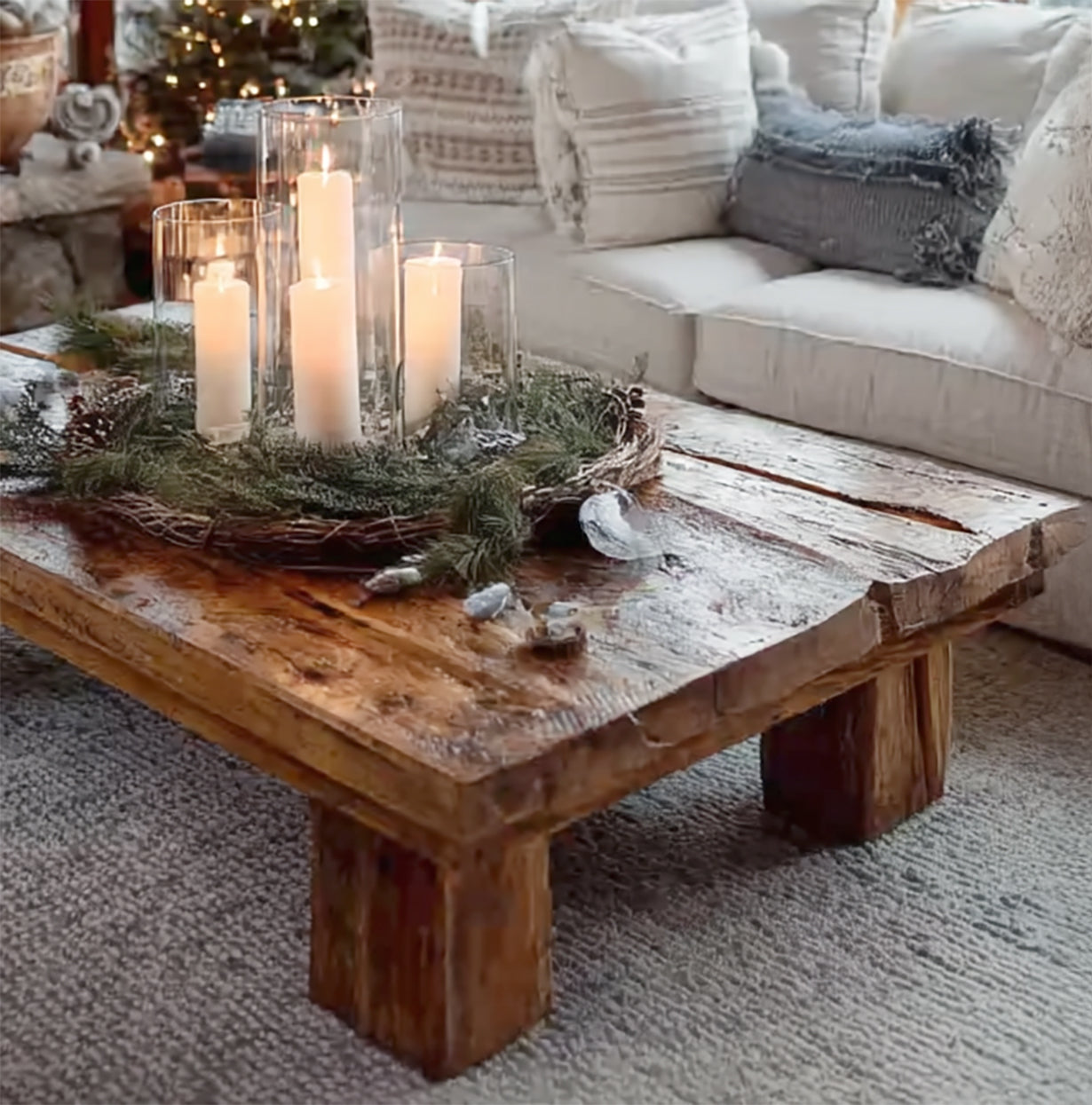 Handmade Live Edge Wooden Coffee Table – Rustic Home Furniture, Mid Century Rustic Coffee Table