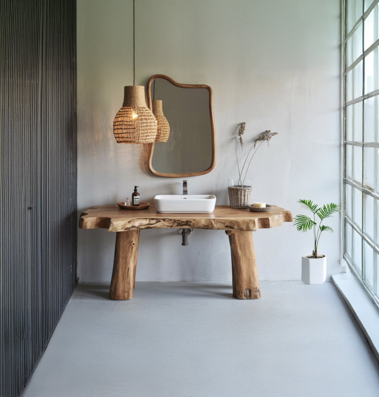 Rustic Bathroom Vanity – Solid Handmade Farmhouse Live Edge Reclaimed Wood Cabinet