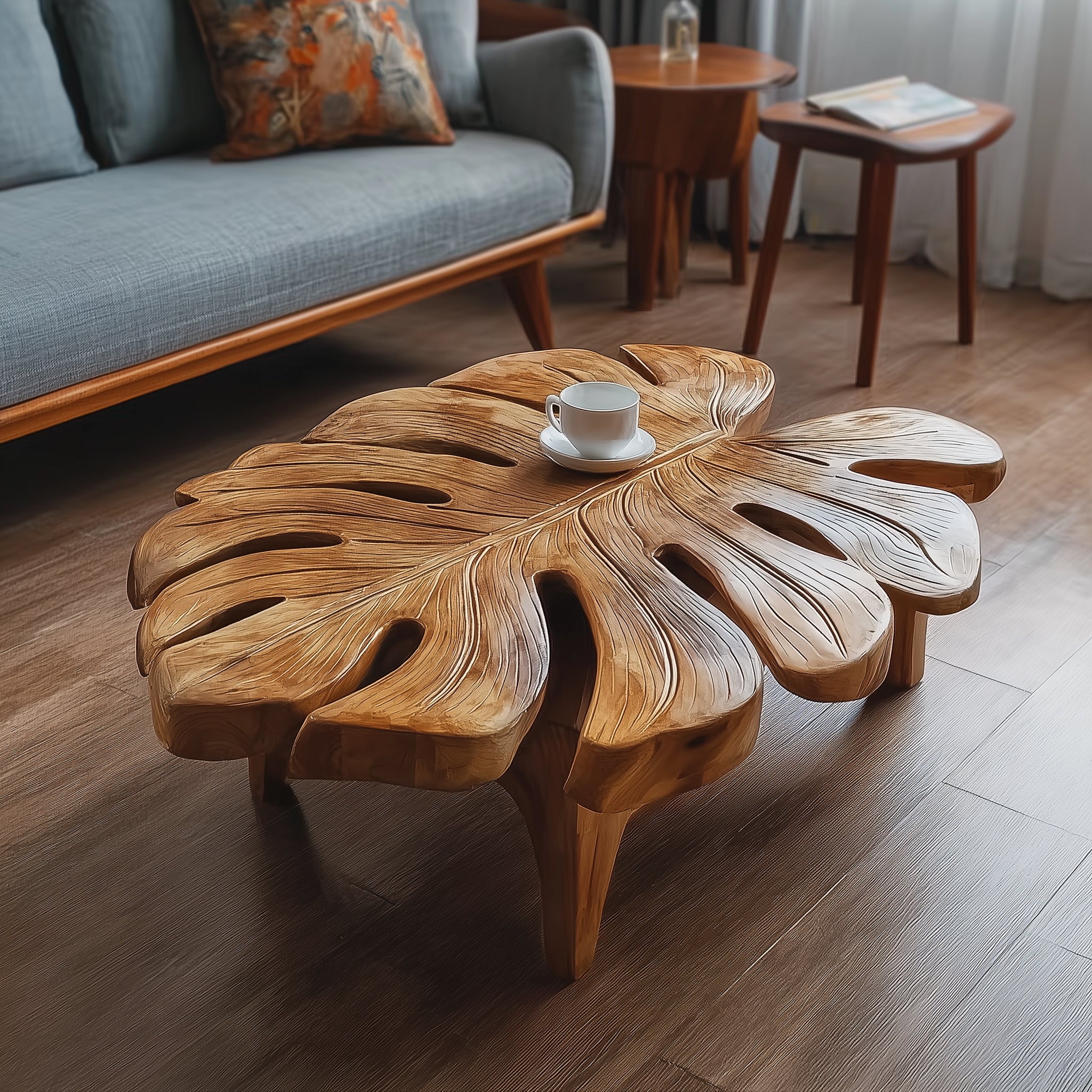 Handmade Solid Wood Coffee Table: Boho Modern Style