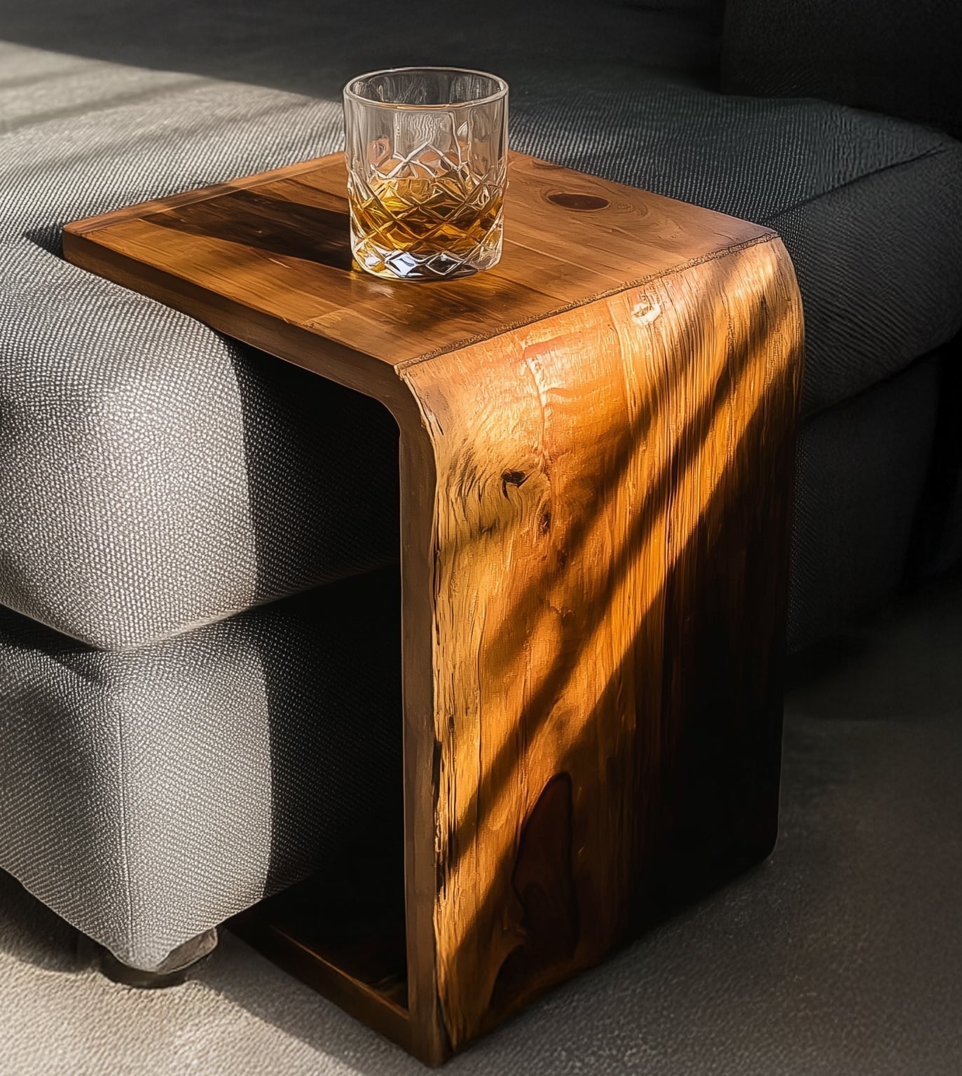 End Handmade Round End Table – Rustic Solid Wood Side Table, Farmhouse Living Room Accent