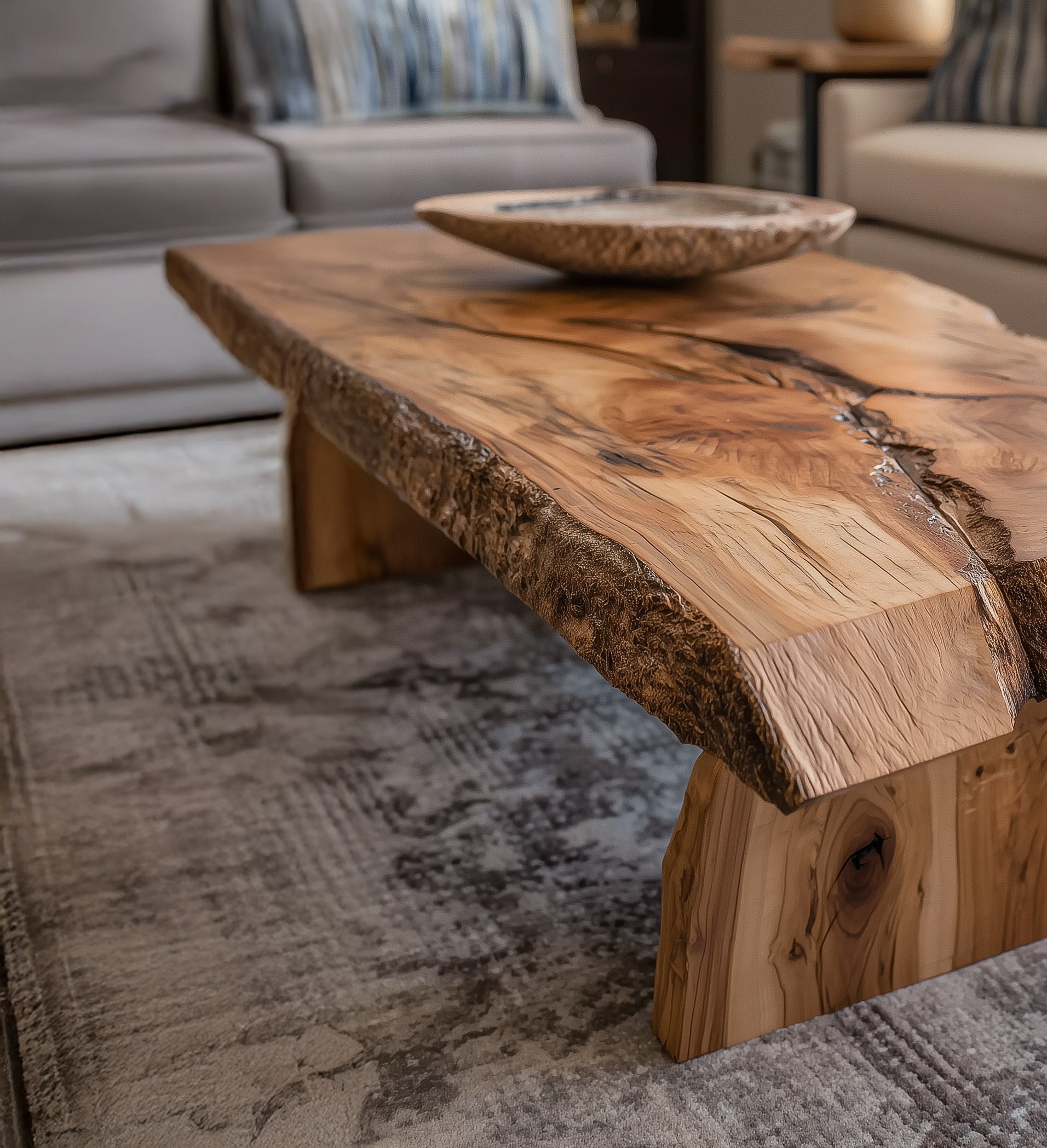 Live Edge Coffee Table – Handmade Solid Wood with Hairpin Legs for Rustic Modern Spaces