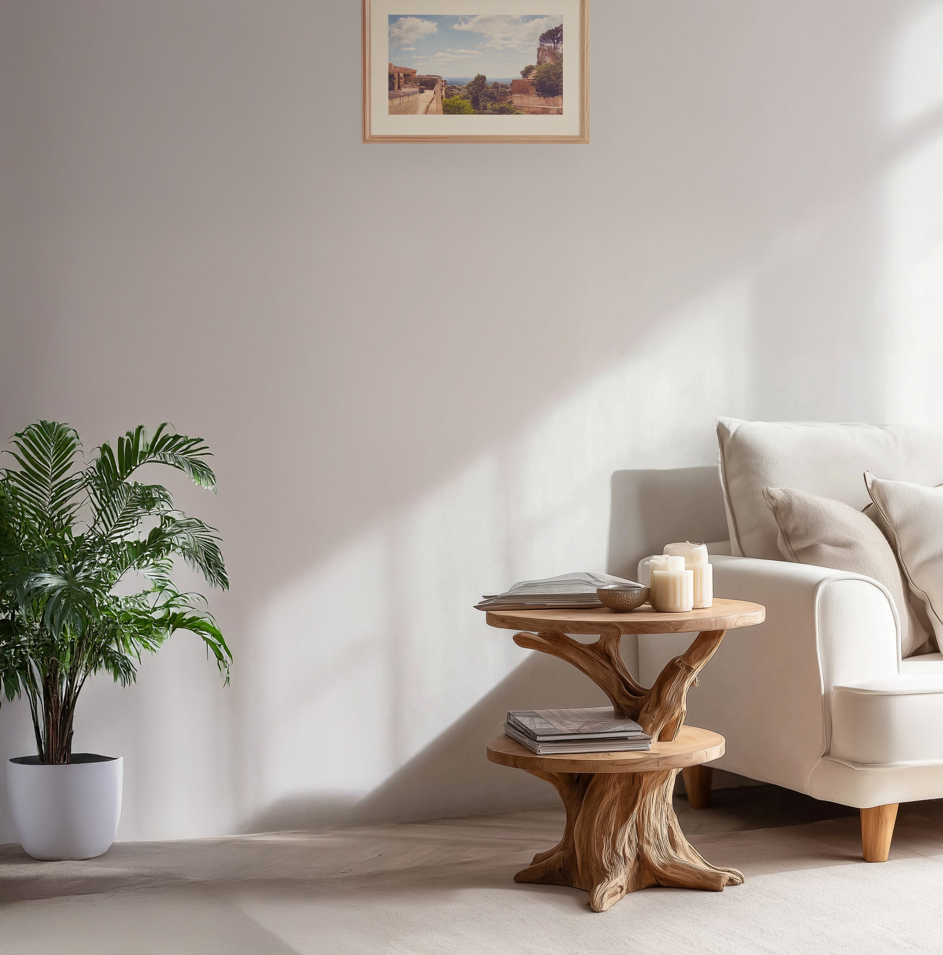 Live Edge End Table – Handcrafted Round Solid Wood Rustic Accent for Living Room or Bedroom