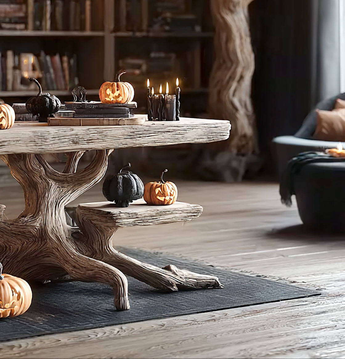 Rustic Side Table – Handmade Farmhouse Live Edge Solid Wood Coffee Table