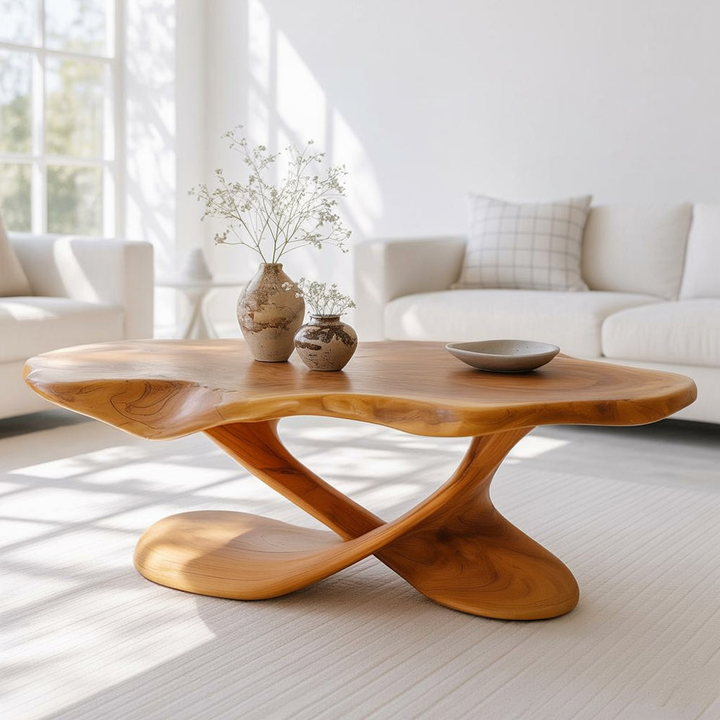 Wood Coffee Table, Organic Modern Solid Wood Living Room Table
