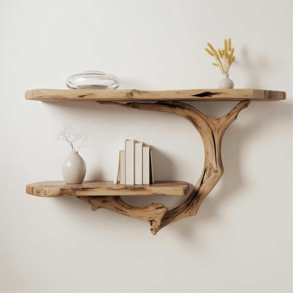 Driftwood Shelf – Handcrafted Solid Wood Wall Art & Bookshelf