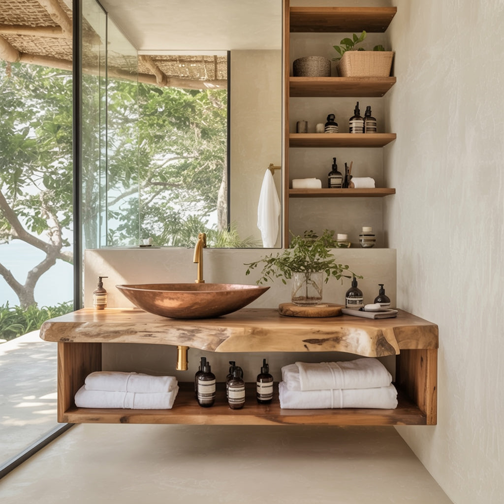 Handmade Floating Bathroom Vanity – Farmhouse Solid Wood