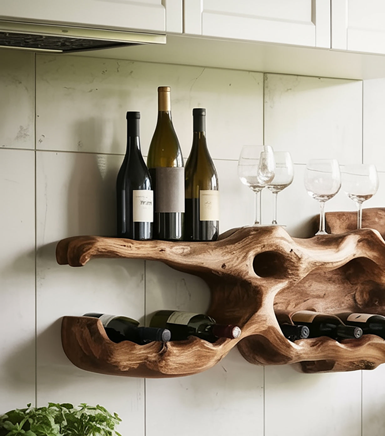 Handcrafted Wooden Wine Rack – Rustic Wall Shelf Christmas Decor