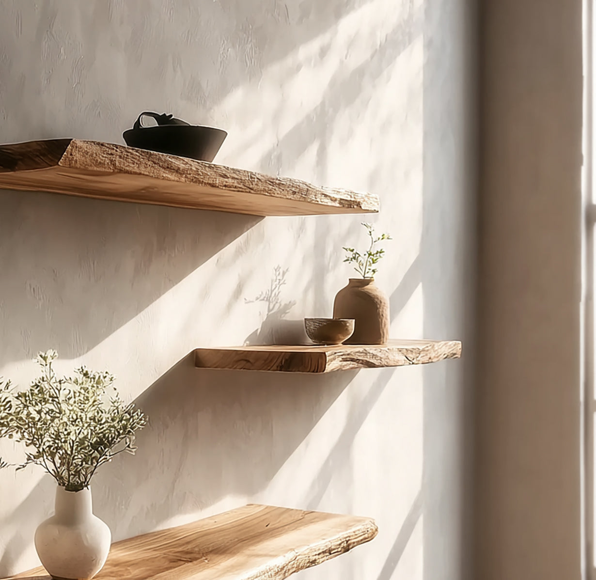 Handcrafted Floating Shelf – Natural Edge Wood Wall Storage