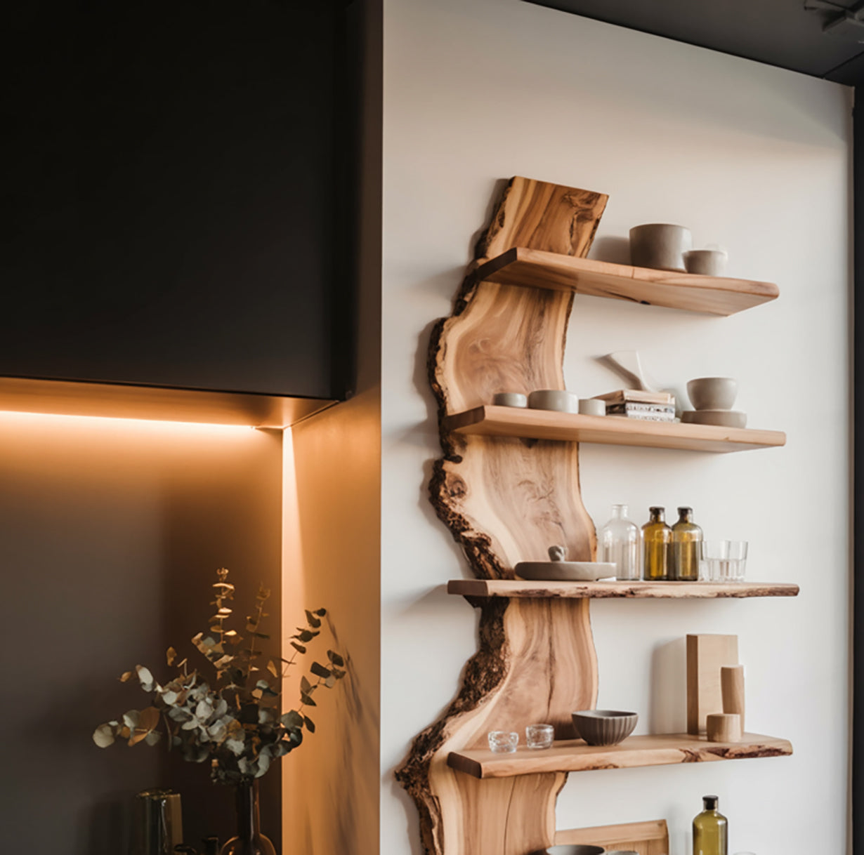 Modern Live Edge Floating Shelf For Kitchen