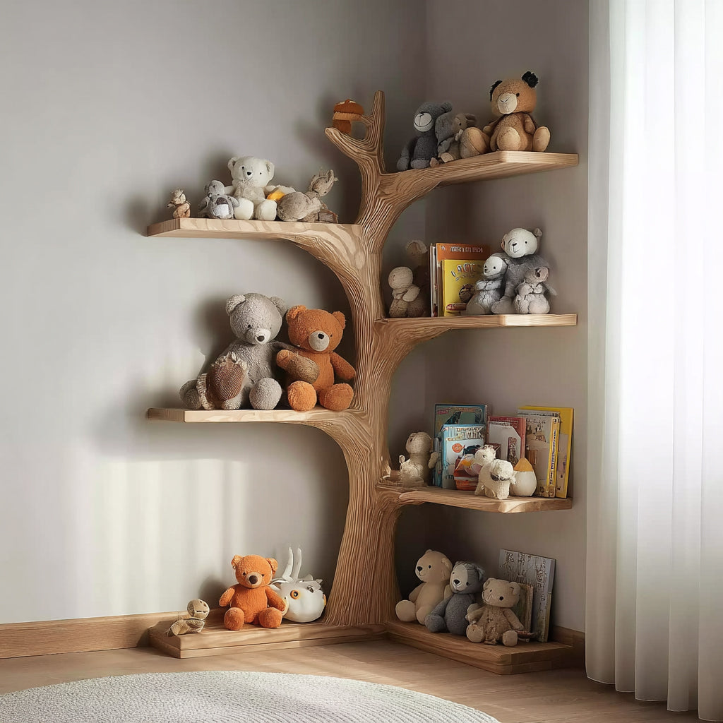 Handcrafted Montessori Tree Bookshelf – Solid Wood Wall Shelf