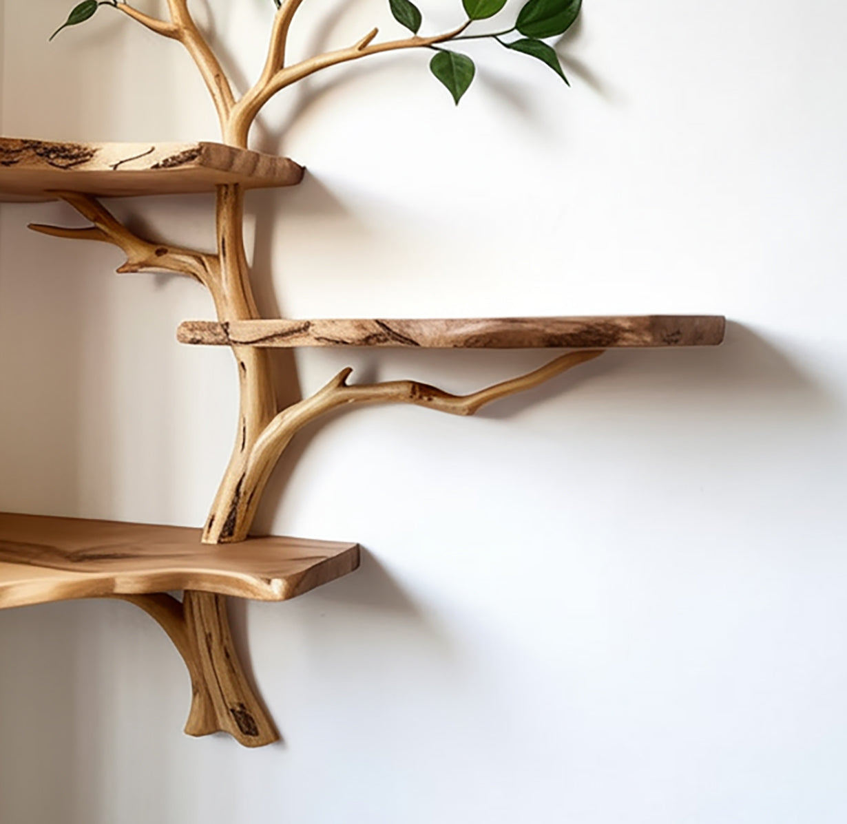 Driftwood Tree Branch Corner Shelf: Rustic Wall-Mounted Display