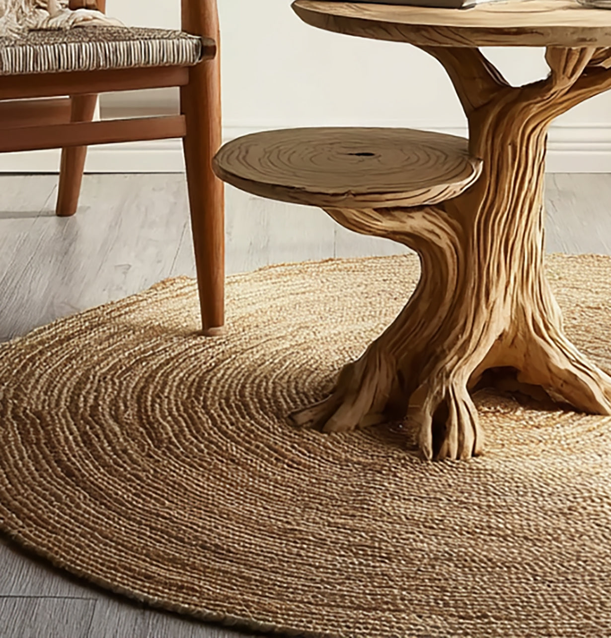 Handcrafted Solid Wood End Table with Sculptural Tree-Inspired Base – Accent Table