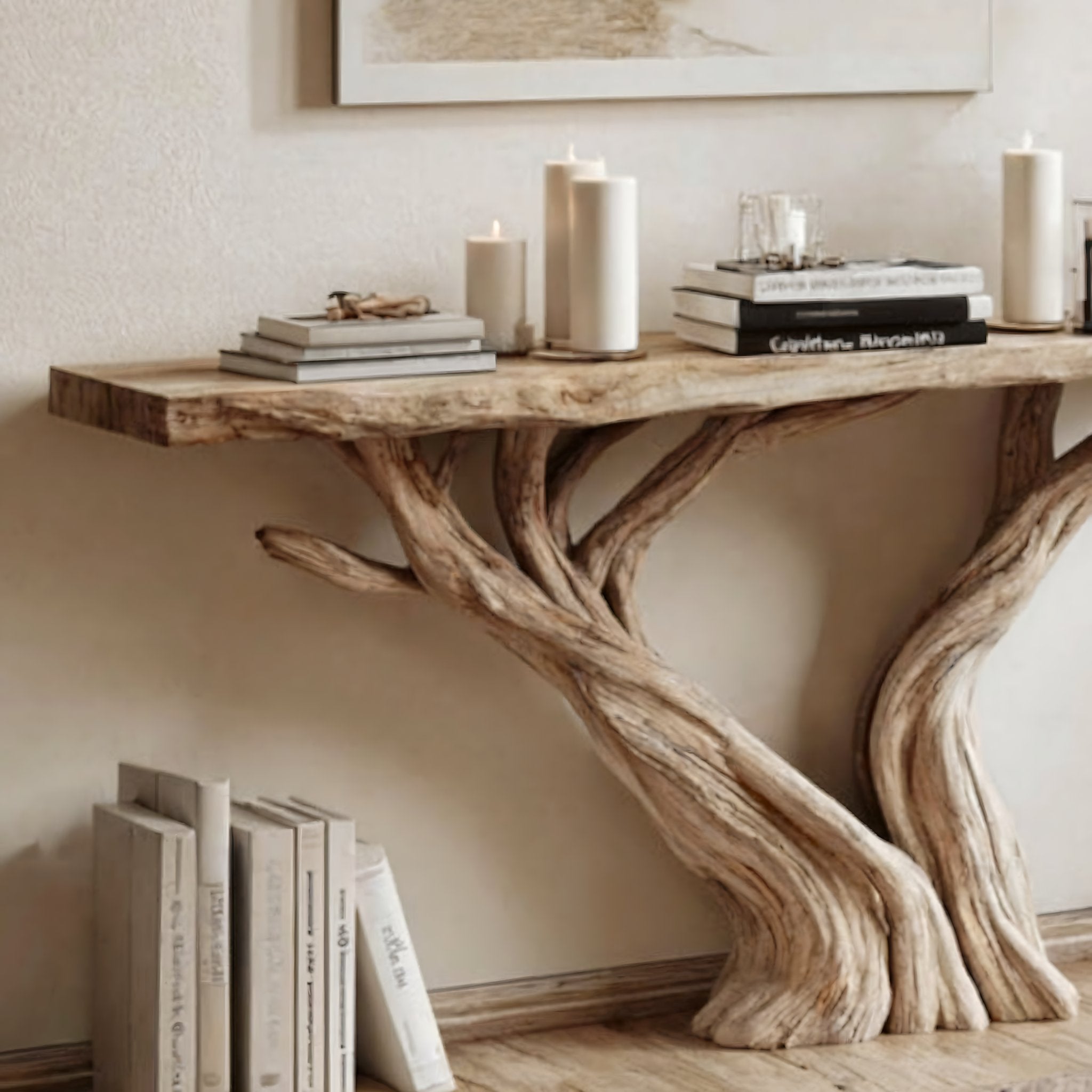 Live Edge Narrow Entryway Console Table – Handmade Rustic Farmhouse Wood