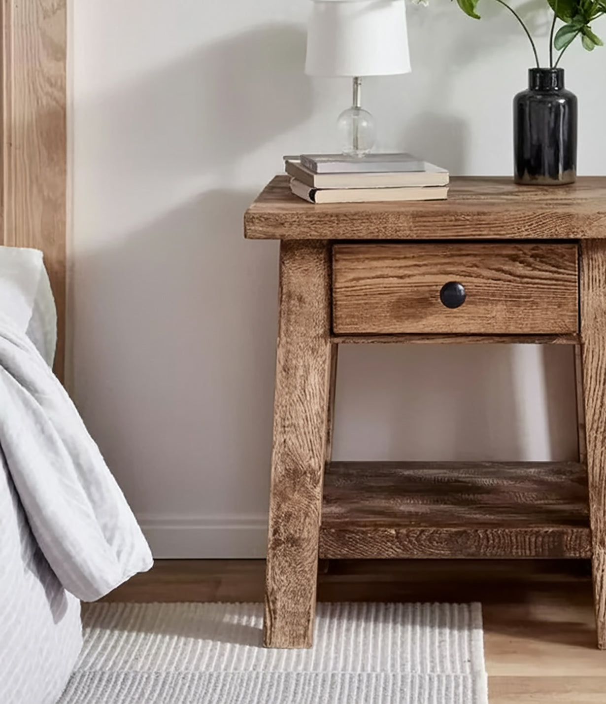 Rustic Reclaimed Wood Nightstand with Drawer – Handmade Barnwood Table