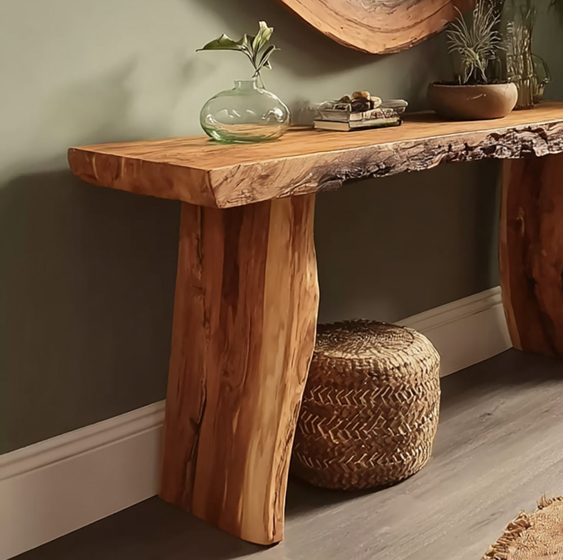 Rustic Reclaimed Wood Console Table – Handmade Live Edge Entryway Table