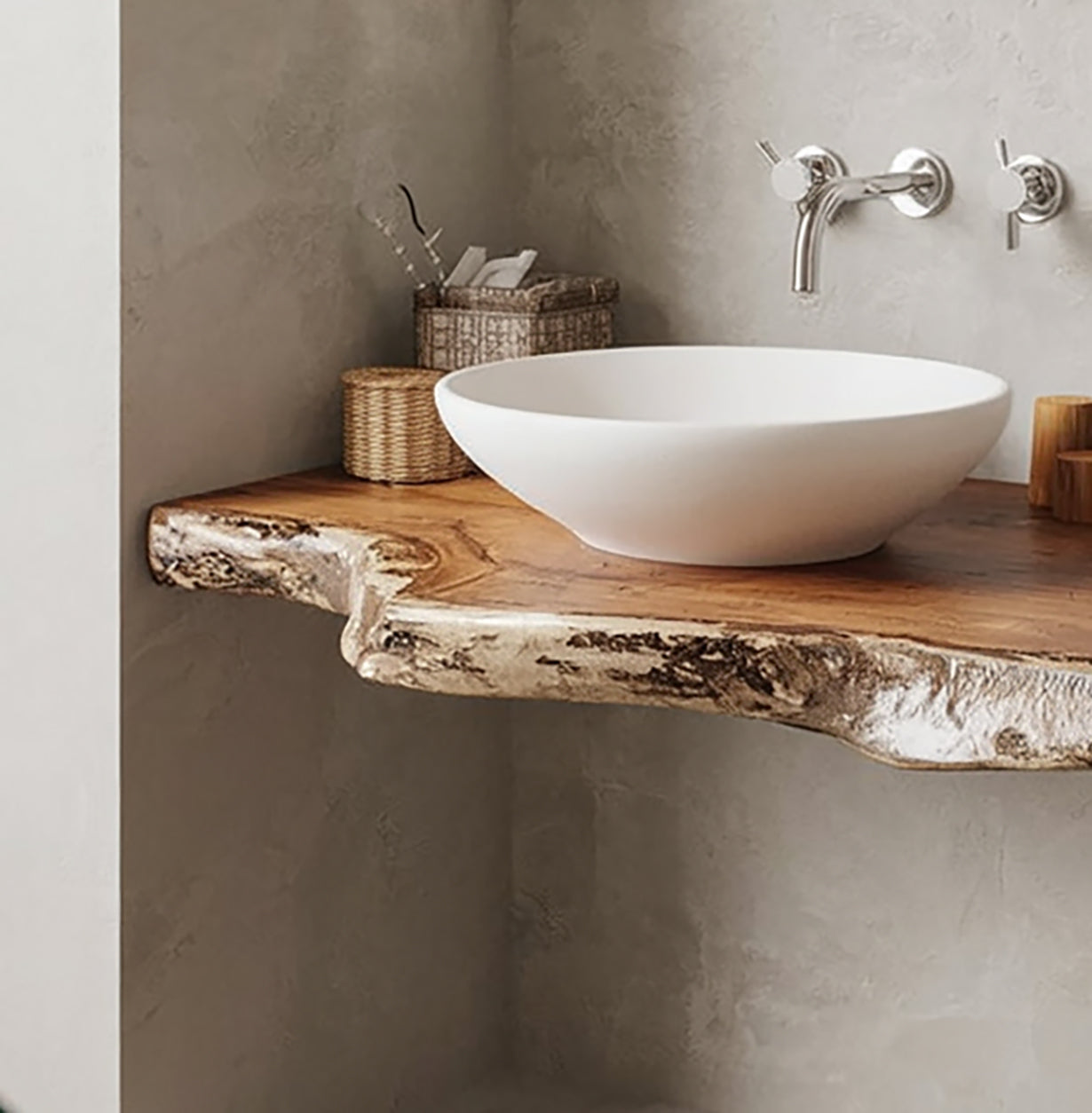 Rustic Live Edge Bathroom Vanity Shelf – Handmade Wood Decor