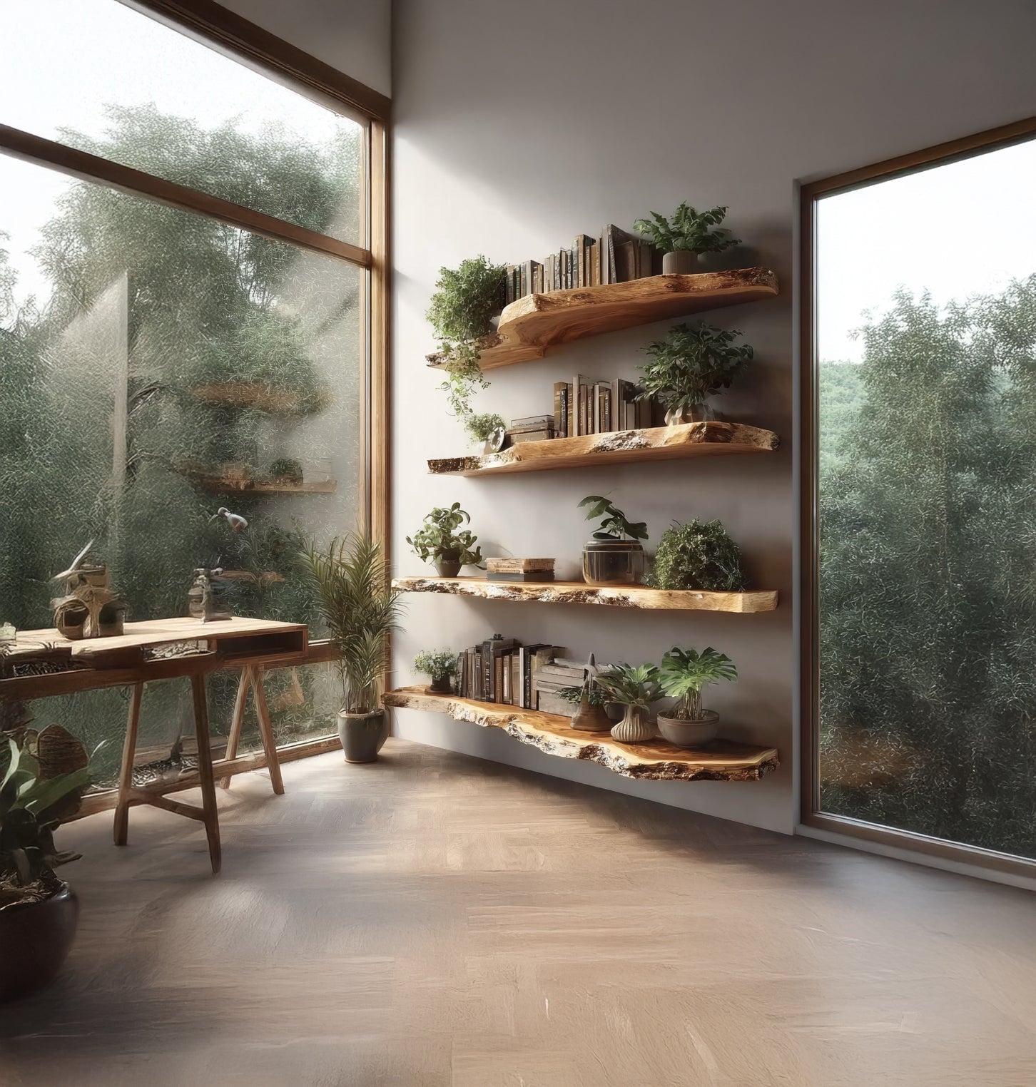 Live Edge Floating Shelves – Handmade Solid Wood Wall Shelves for Rustic Decor