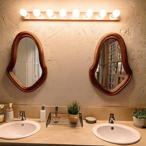 Handmade Olive Wood Mirror – Natural Live Edge Wooden Frame, Irregular Decorative Wall Mirror, Modern Wood Accent