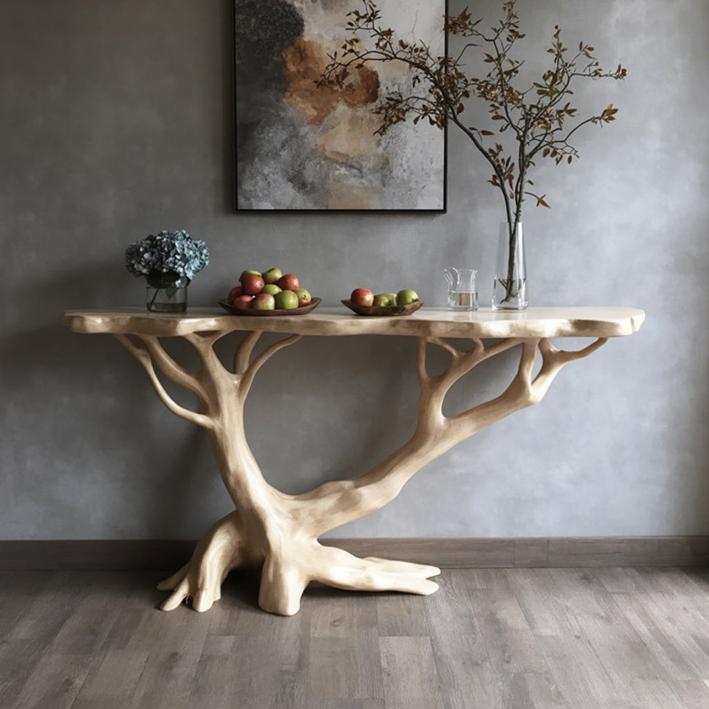 Sculptural Wooden Console Table – Tree-Inspired Entryway Table Handmade from Solid Wood