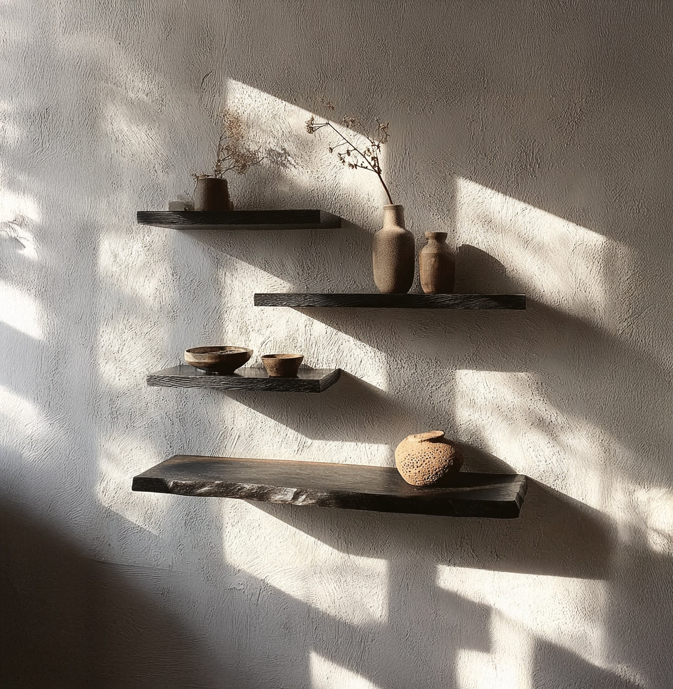 Artisanal Solid Wood Floating Shelf – A Unique Statement Wall Piece