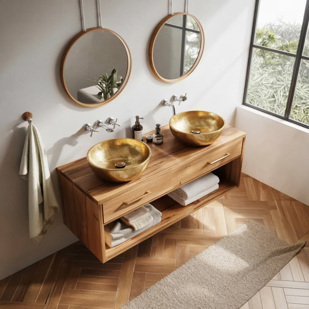 Farmhouse Bathroom Furniture With Floating Vanity