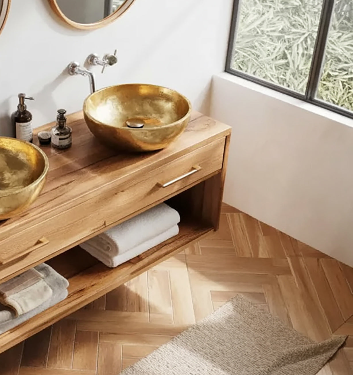 Farmhouse Bathroom Furniture With Floating Vanity