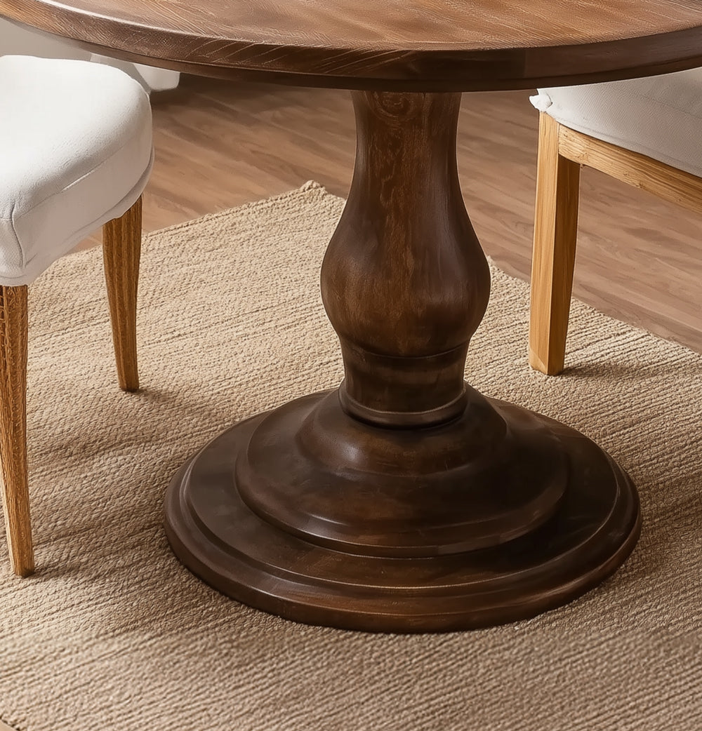 Solid Oak Round Dining Table – Tulip Pedestal Leg, 2–6 Person Circular Table for Dining Room & Kitchen Furniture