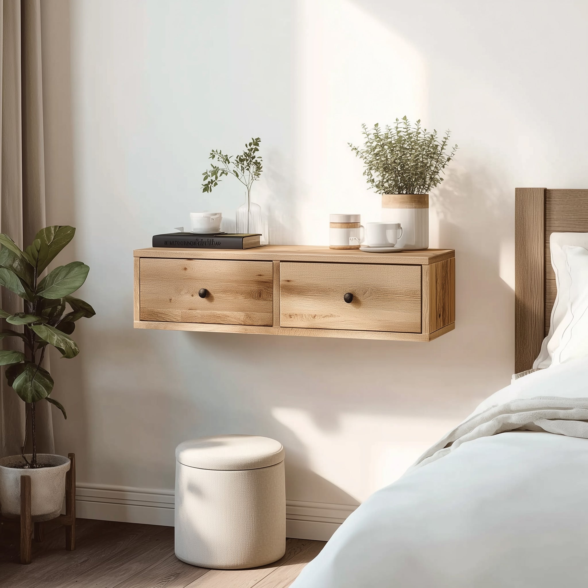 Reclaimed Wood Bedside Table – Solid Wood Rustic Nightstand, Handmade Bedroom Decor & Housewarming Gift