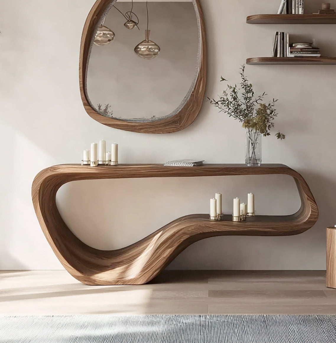 Handcrafted Live Edge Console Table – Rustic Solid Wood Entryway