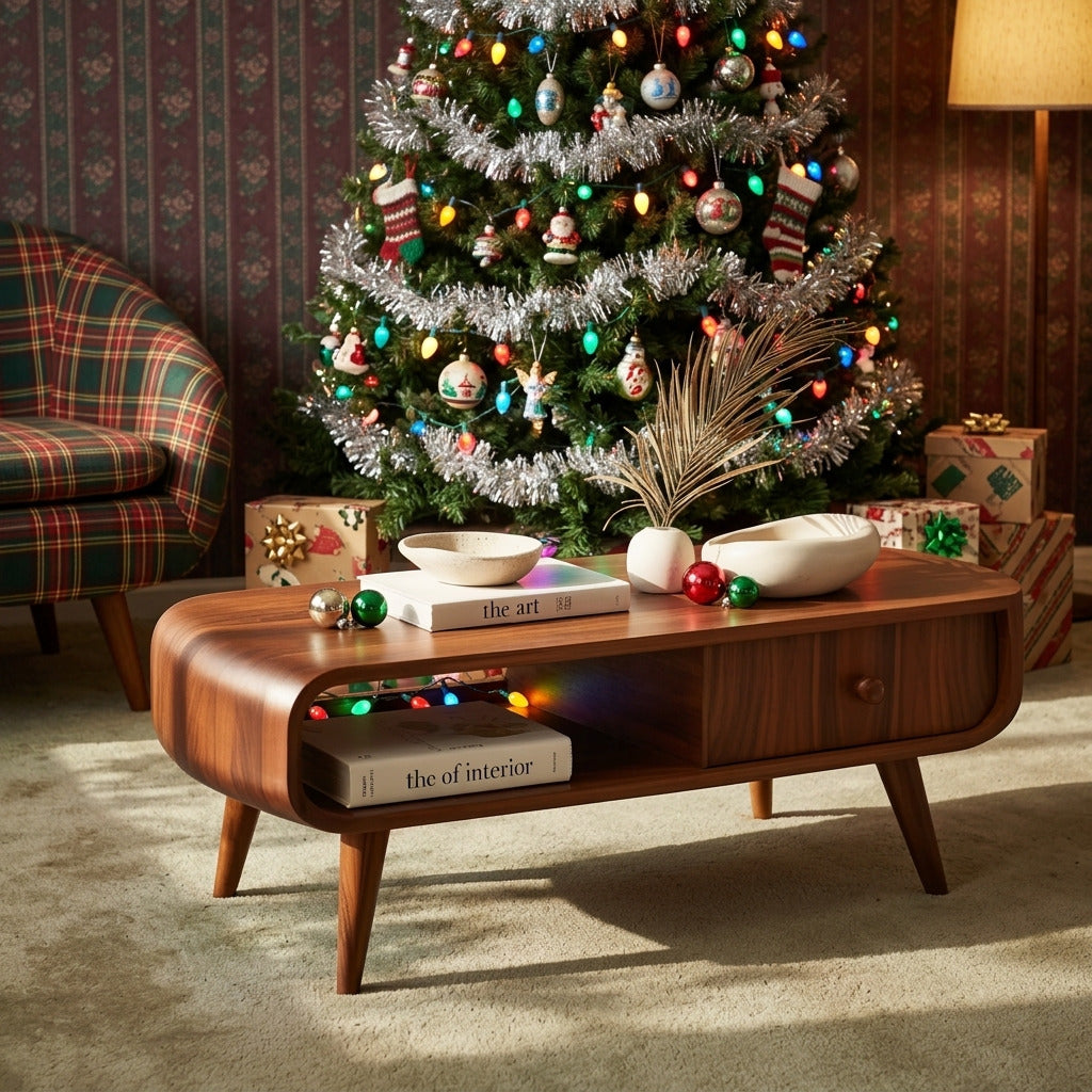 Modern wooden coffee table crafted from solid wood