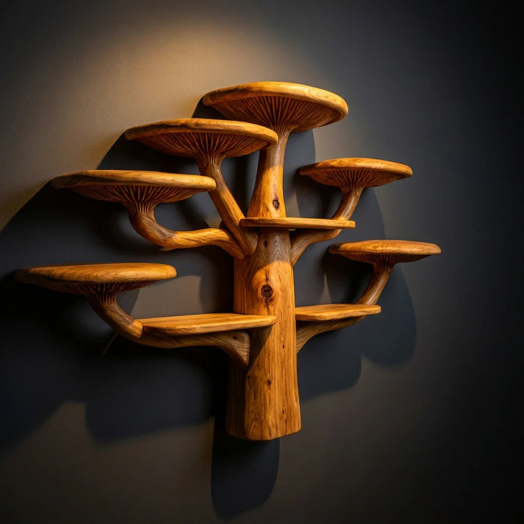 Mushroom Tree Wall Shelf With Spreading Branch Cap Shelves - Ashdeco 2026