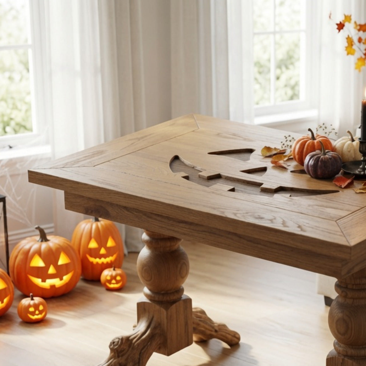 Handcrafted solid wood Halloween coffee table